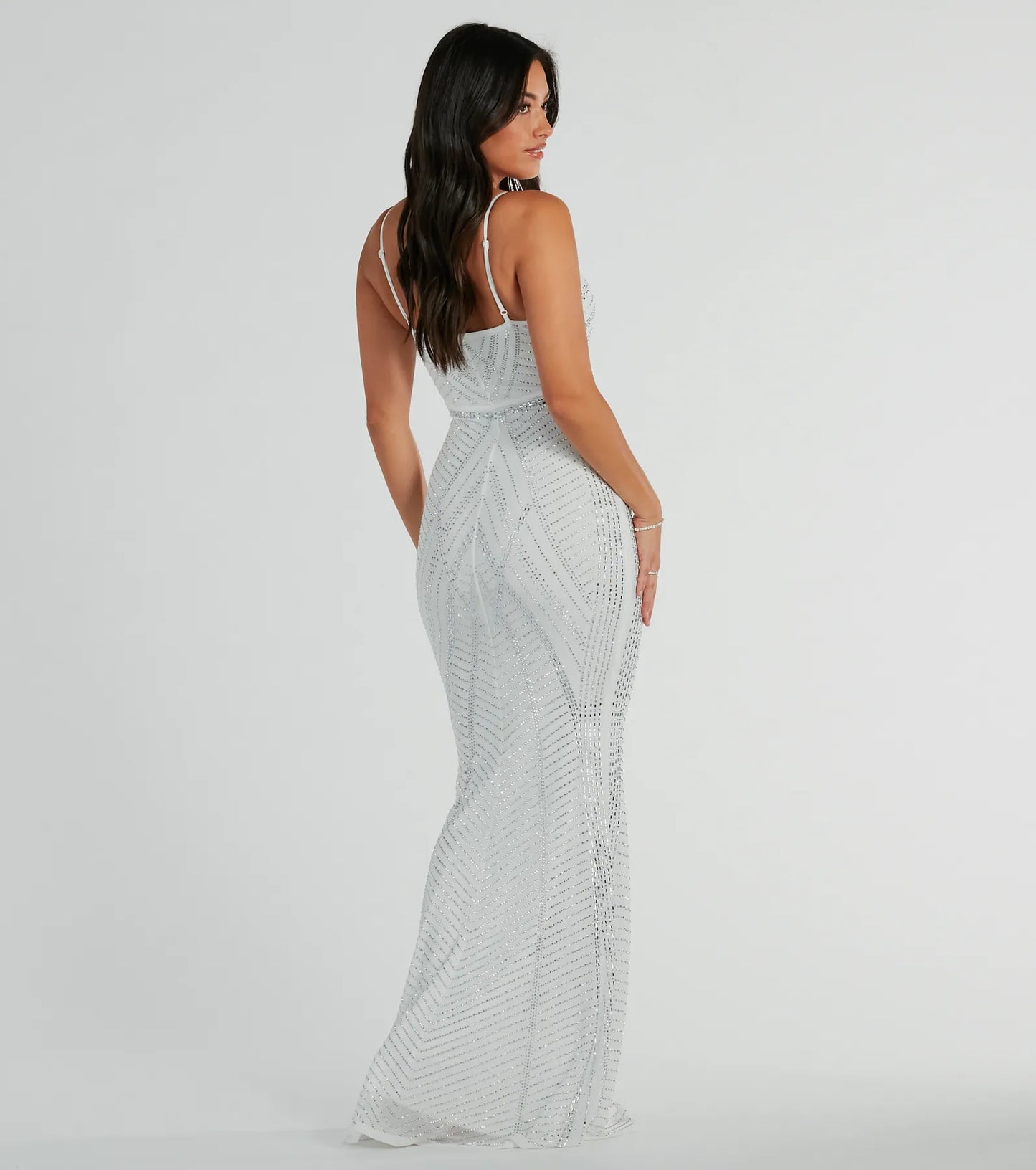 Leni V-Neck Mermaid Rhinestone Formal Dress