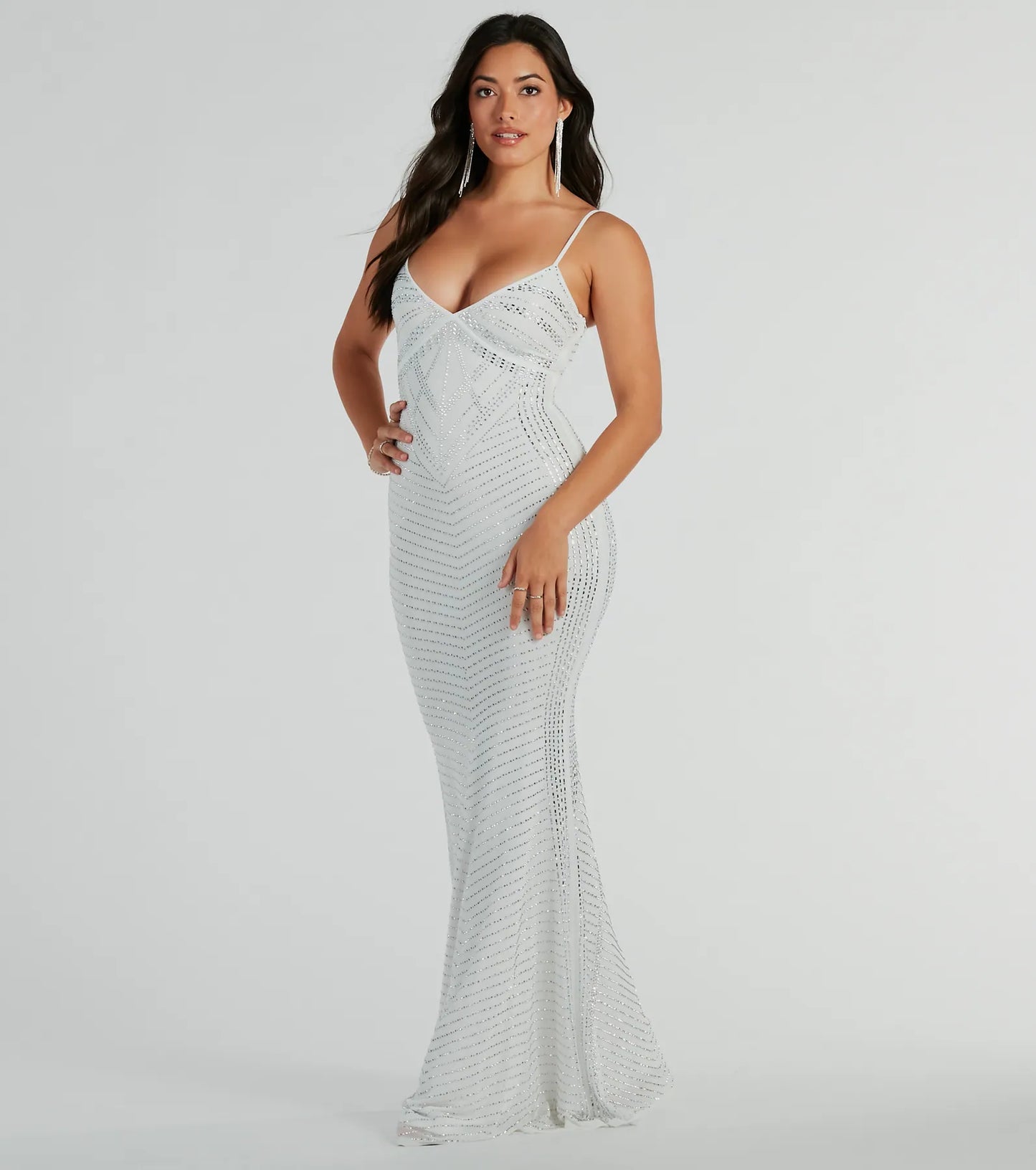 Leni V-Neck Mermaid Rhinestone Formal Dress
