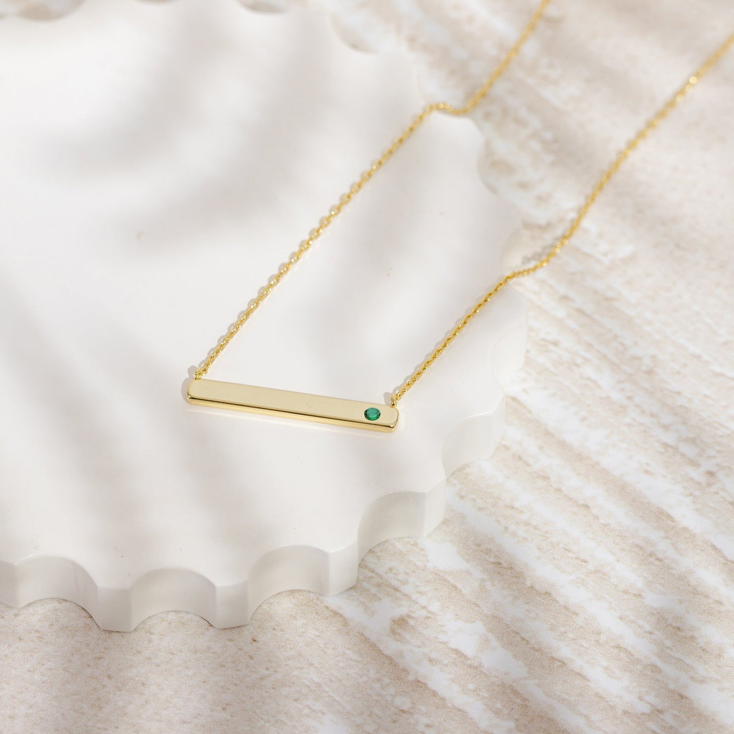 Horizontal Birthstone Bar Necklace