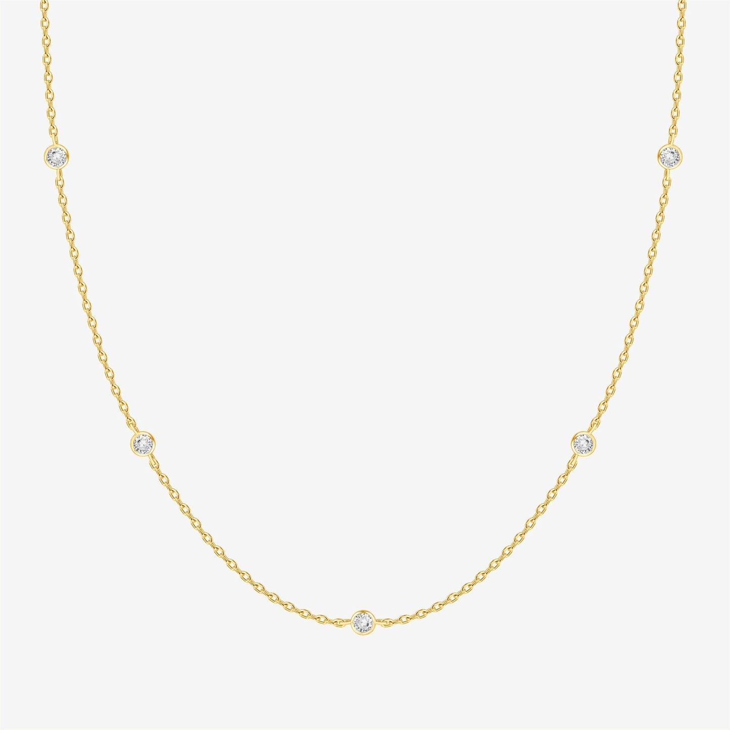 Simulated Diamond Station Necklace