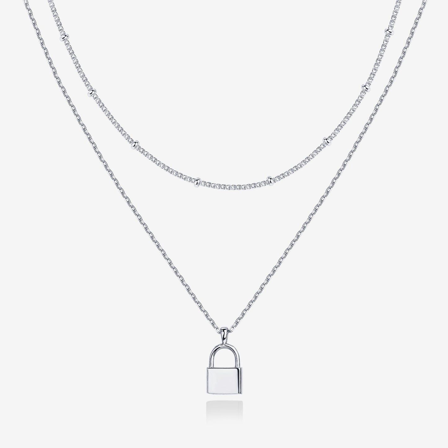Layered Lock Pendant Necklace