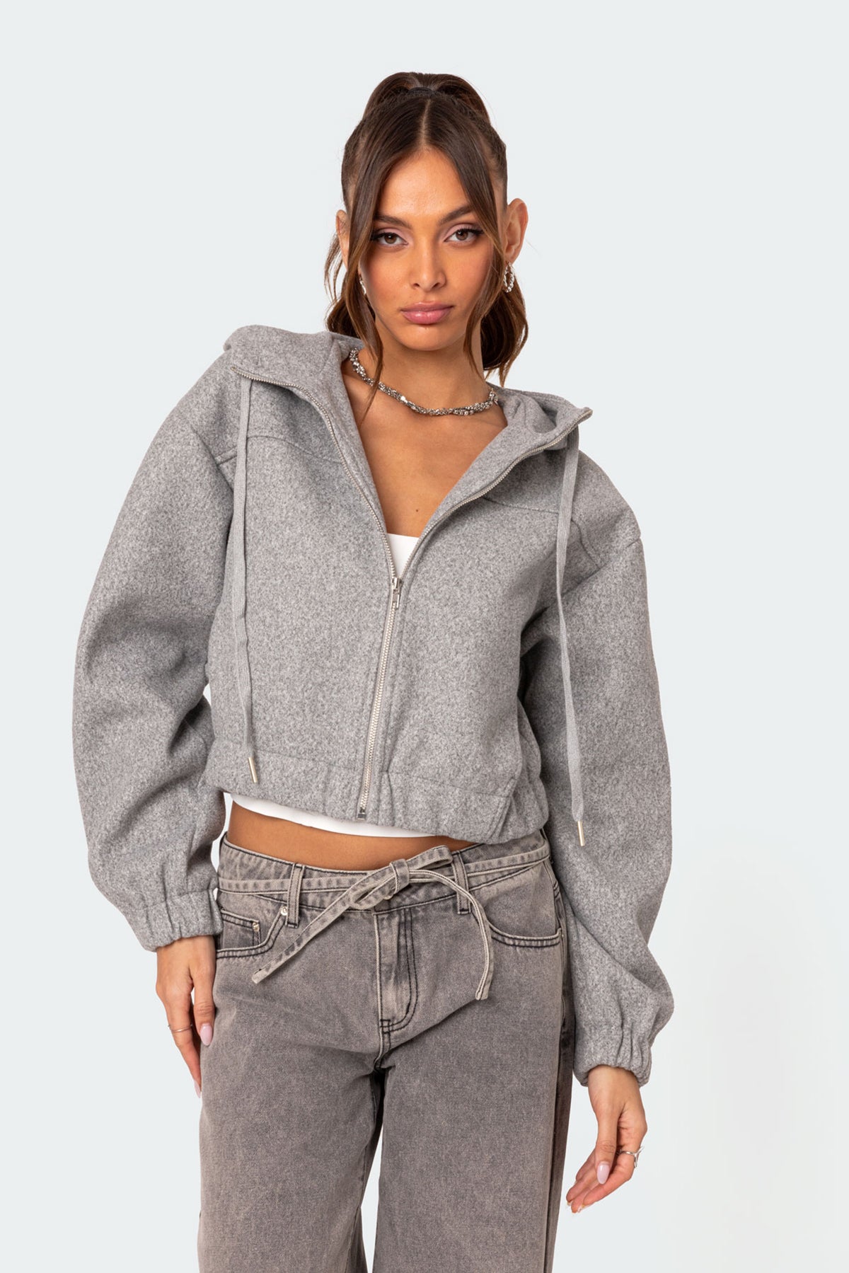 Hooded Texture Bomber Jacket