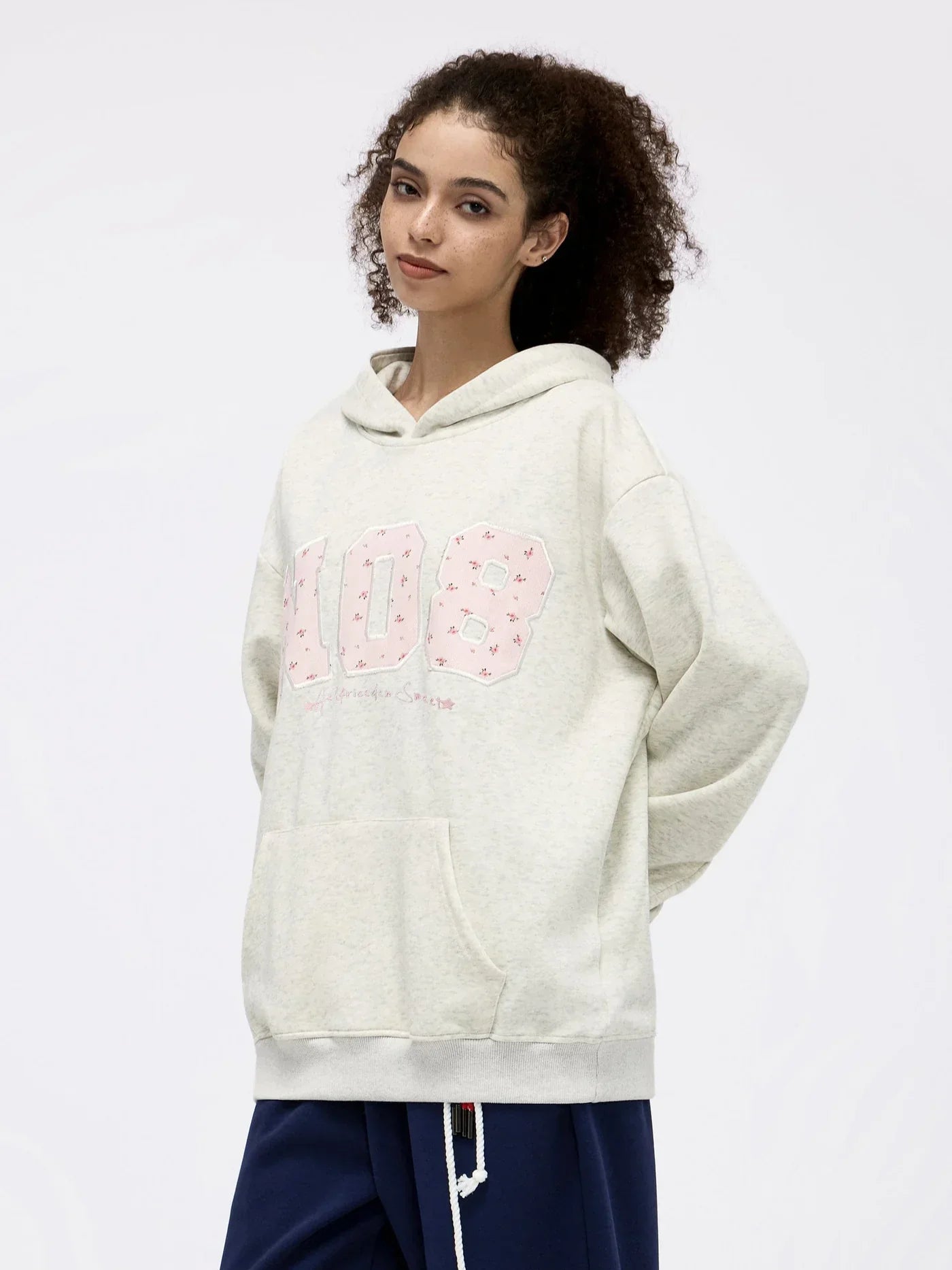 FLOWER EMBROIDERY NUMBER HOODIE