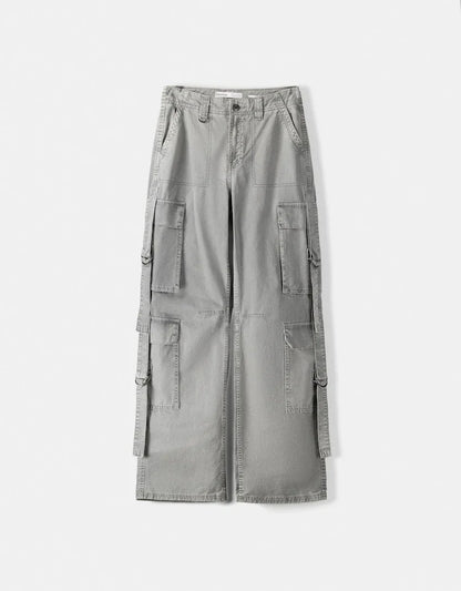 Cotton cargo trousers with straps