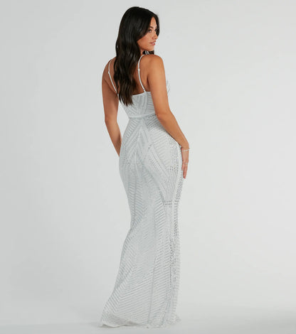 Leni V-Neck Mermaid Rhinestone Formal Dress