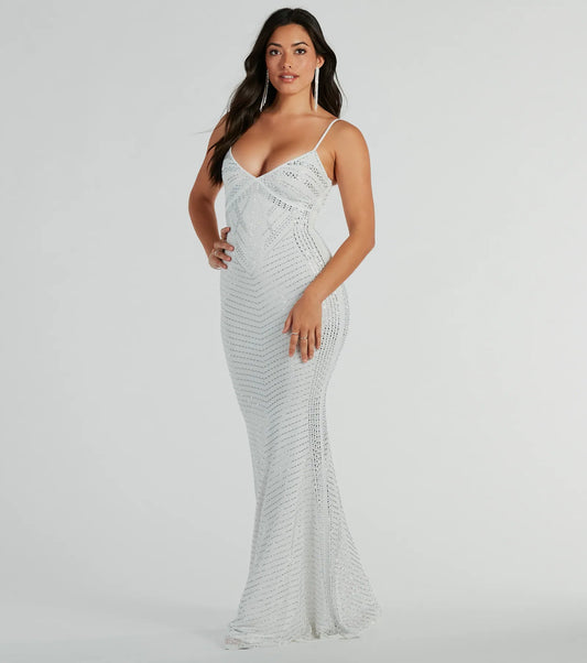Leni V-Neck Mermaid Rhinestone Formal Dress