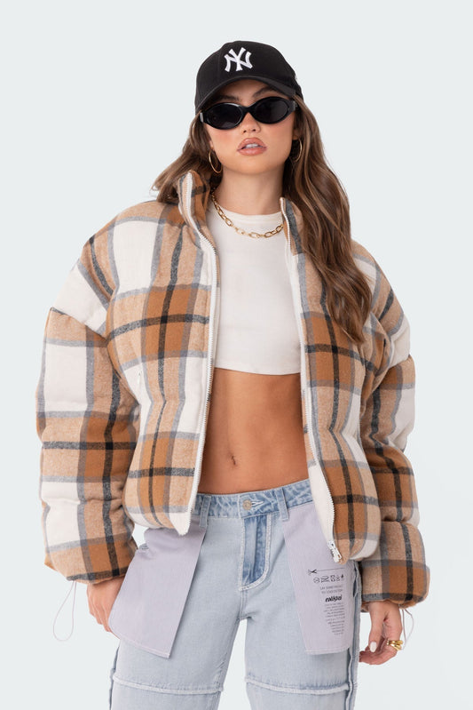 Presley Plaid Oversized Puffer