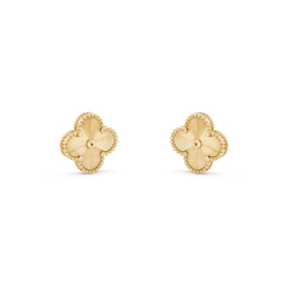 Love Clover Leaf Earstuds,925 Silver, 18k Yellow Gold Plated