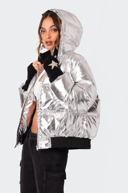Metallic Hooded Puffer