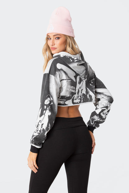Hearts On Fire Cropped Hoodie