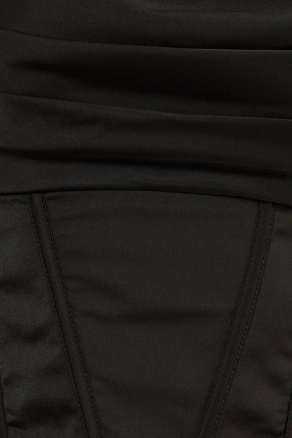 Perfect Stranger Cowl Neck Corset Top Black
