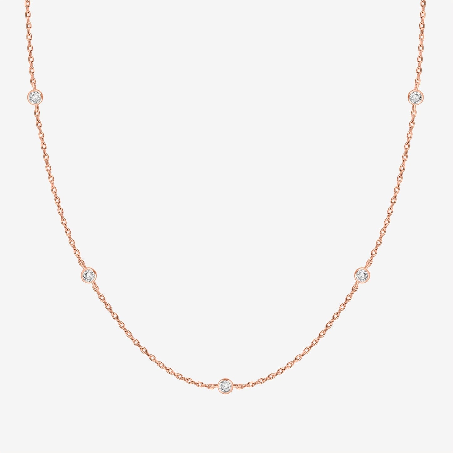 Simulated Diamond Station Necklace