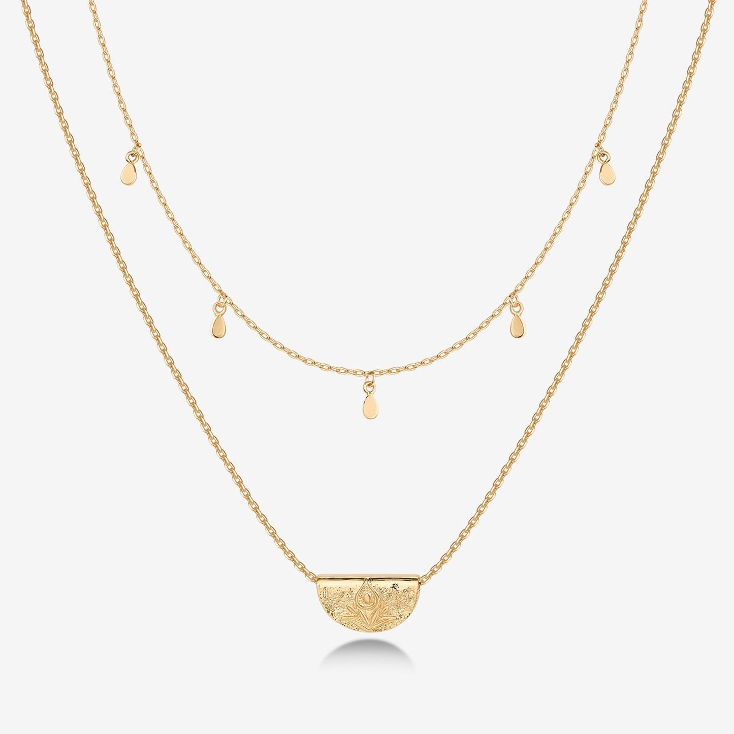 Layered Droplet Station Necklace