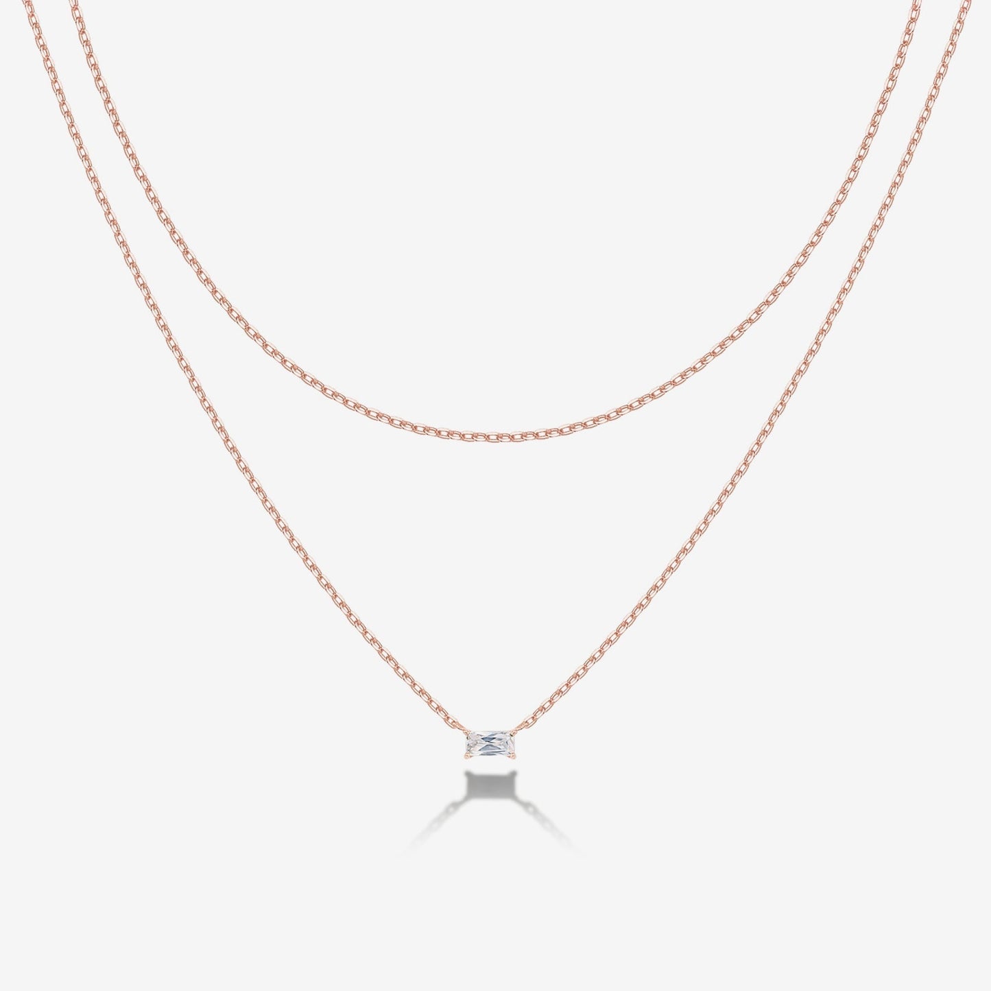 Layered Baguette Pendant Necklace