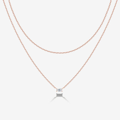 Layered Baguette Pendant Necklace