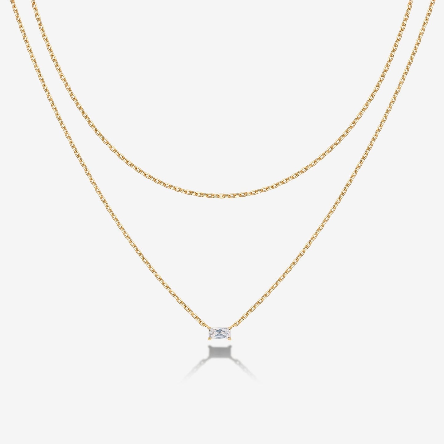 Layered Baguette Pendant Necklace