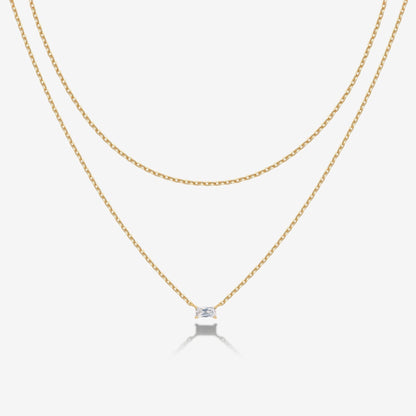 Layered Baguette Pendant Necklace