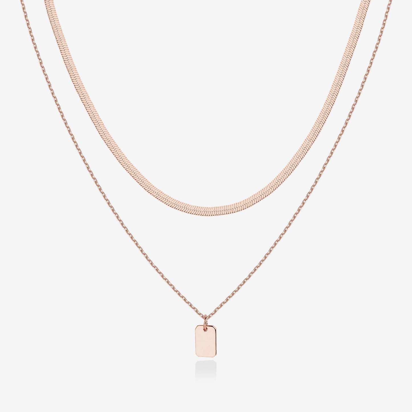 Layered Dog Tag Pendant Necklace
