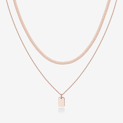 Layered Dog Tag Pendant Necklace