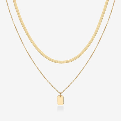 Layered Dog Tag Pendant Necklace