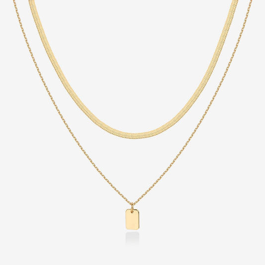 Layered Dog Tag Pendant Necklace