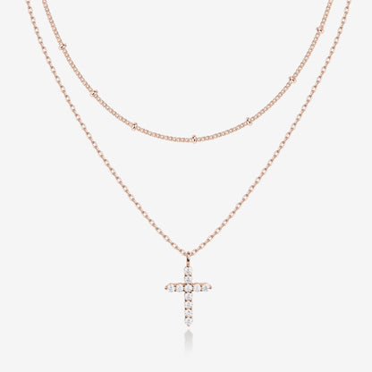 Layered Cross Pendant Necklace