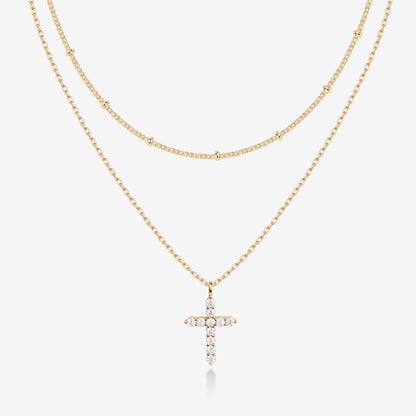 Layered Cross Pendant Necklace