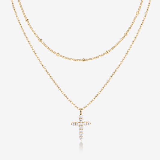 Layered Cross Pendant Necklace