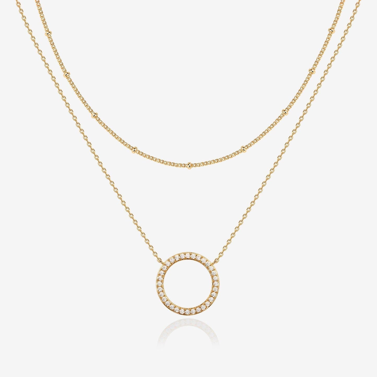 Layered Open Circle Pendant Necklace