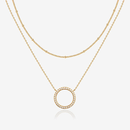 Layered Open Circle Pendant Necklace