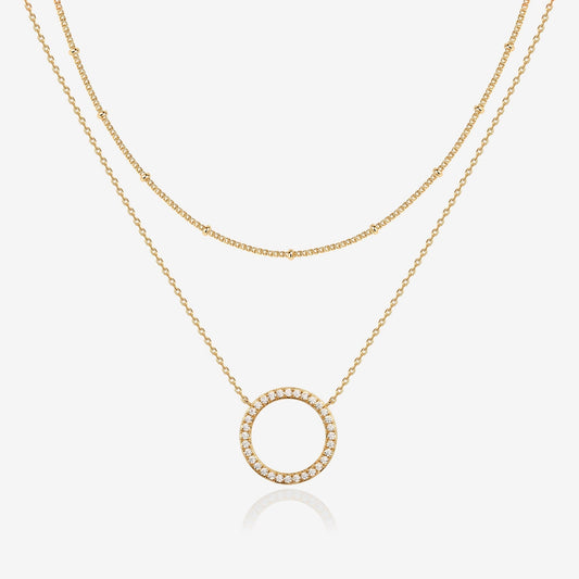 Layered Open Circle Pendant Necklace