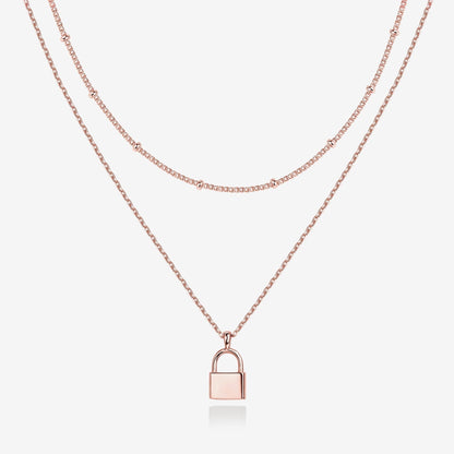 Layered Lock Pendant Necklace