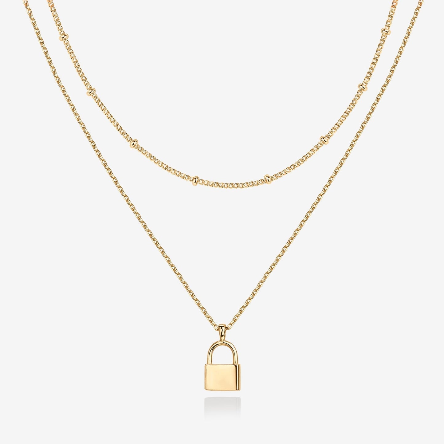 Layered Lock Pendant Necklace