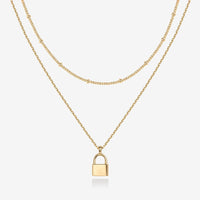 Layered Lock Pendant Necklace
