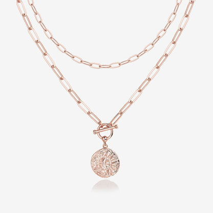 Layered Pendant Paperclip Necklace