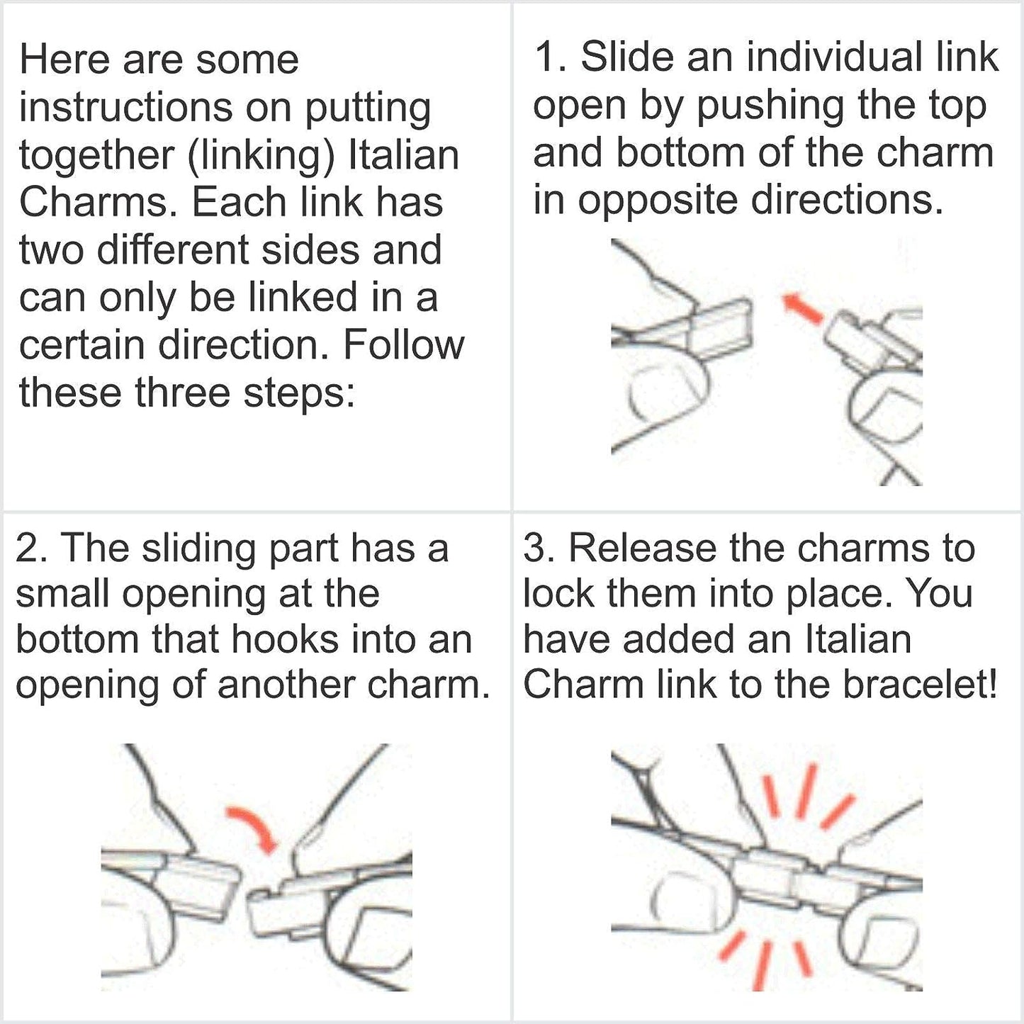 Italian Charm Starter Bracelet (18 links for standard size and 9 links for superlinks)