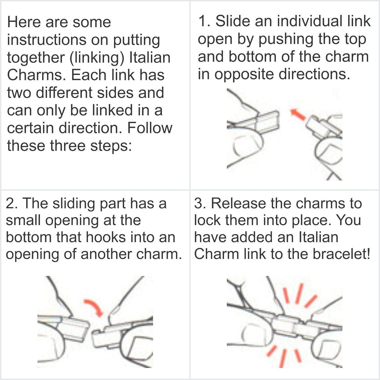 Italian Charm Starter Bracelet (18 links for standard size and 9 links for superlinks)