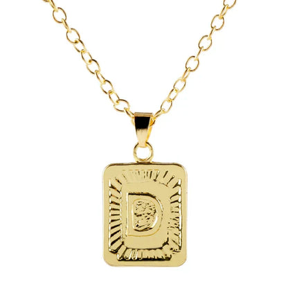 Retro Alphabet Square Pendant Necklace