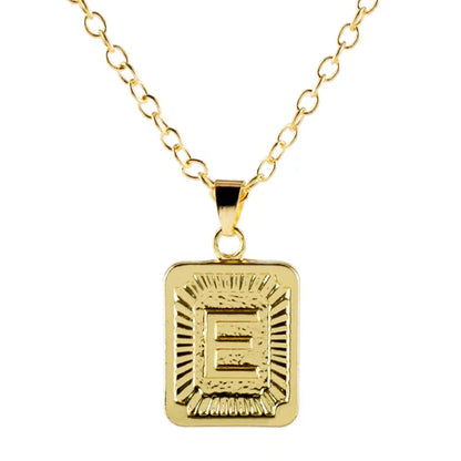 Retro Alphabet Square Pendant Necklace