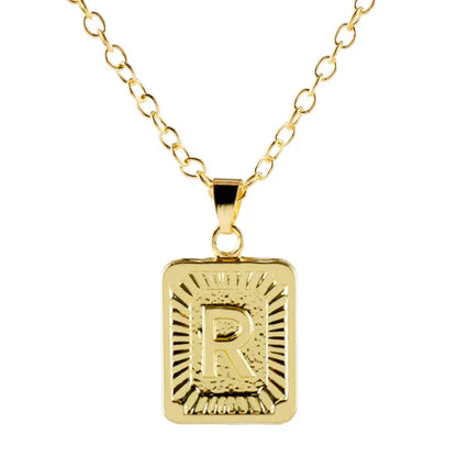 Retro Alphabet Square Pendant Necklace