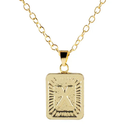 Retro Alphabet Square Pendant Necklace