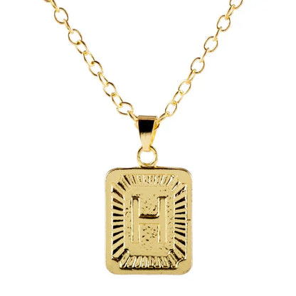 Retro Alphabet Square Pendant Necklace