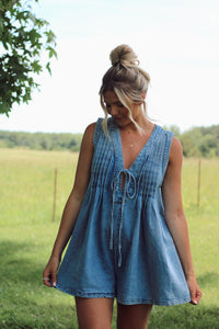 All Your'n Romper- Denim 8/2