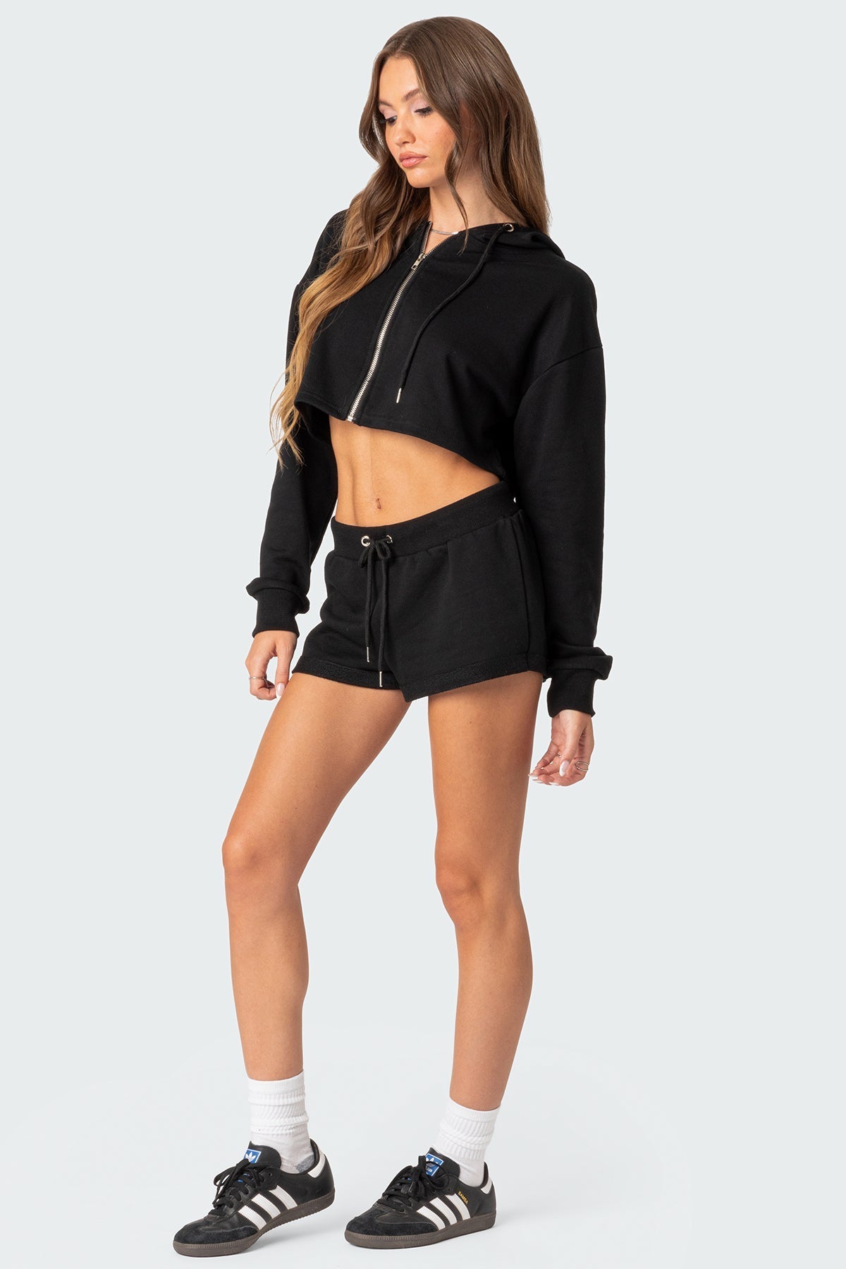 Fomo Cropped Zip Up Hoodie