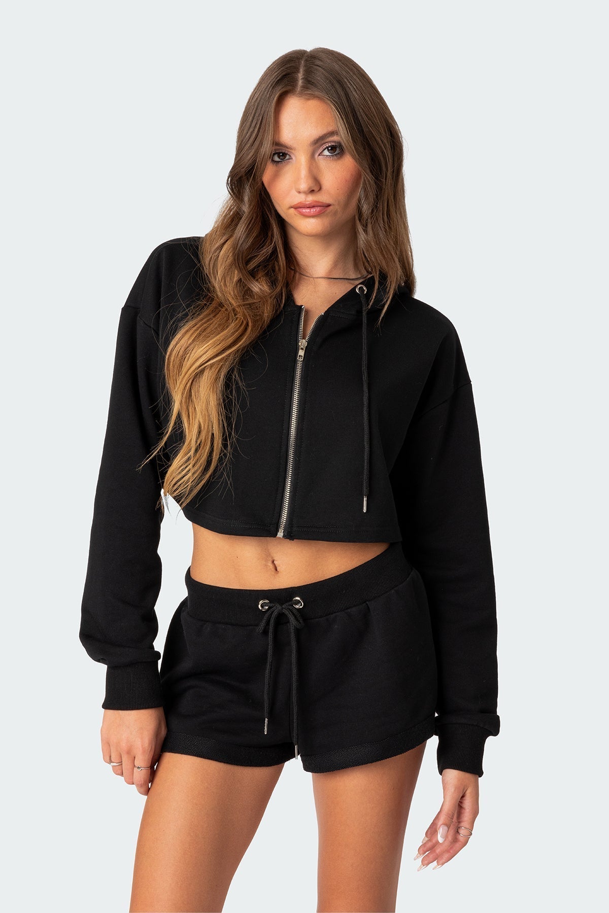 Fomo Cropped Zip Up Hoodie