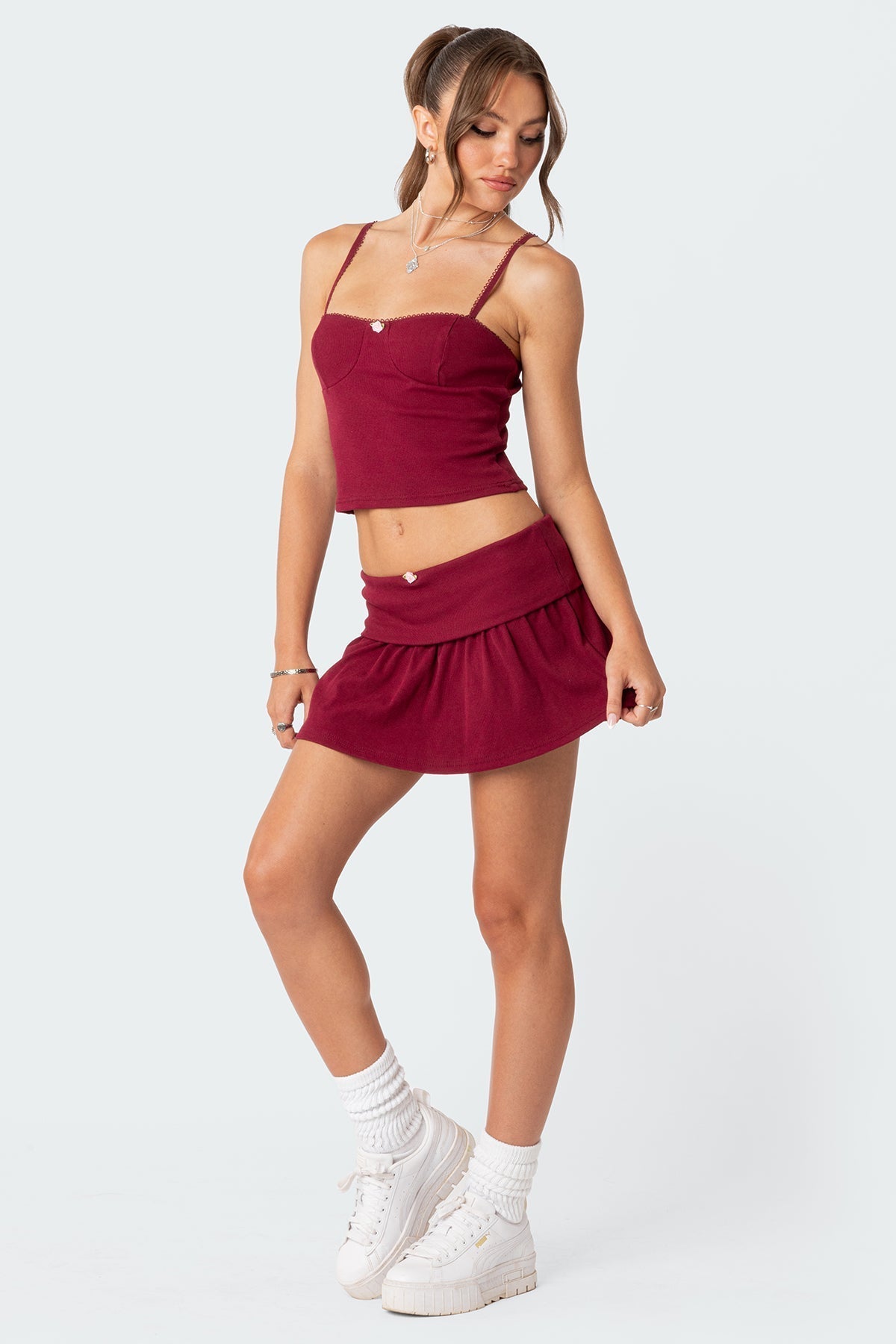 Kalina Fold Over Mini Skirt