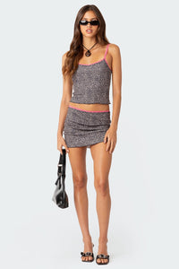 Lele Leopard Print Ribbed Mini Skirt
