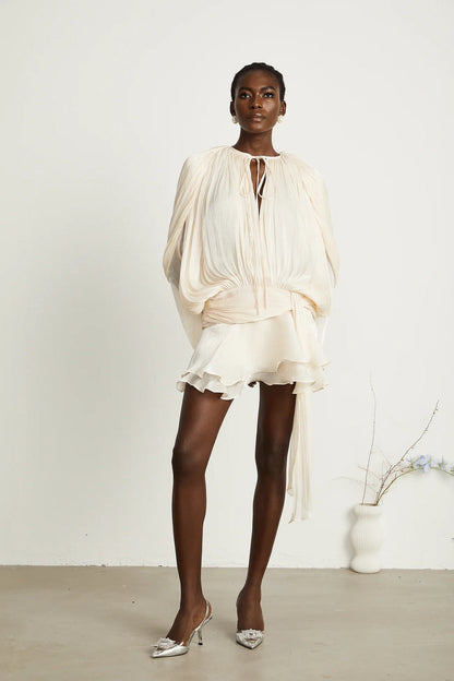 Ariel Pleated Ruffled Midi Dress