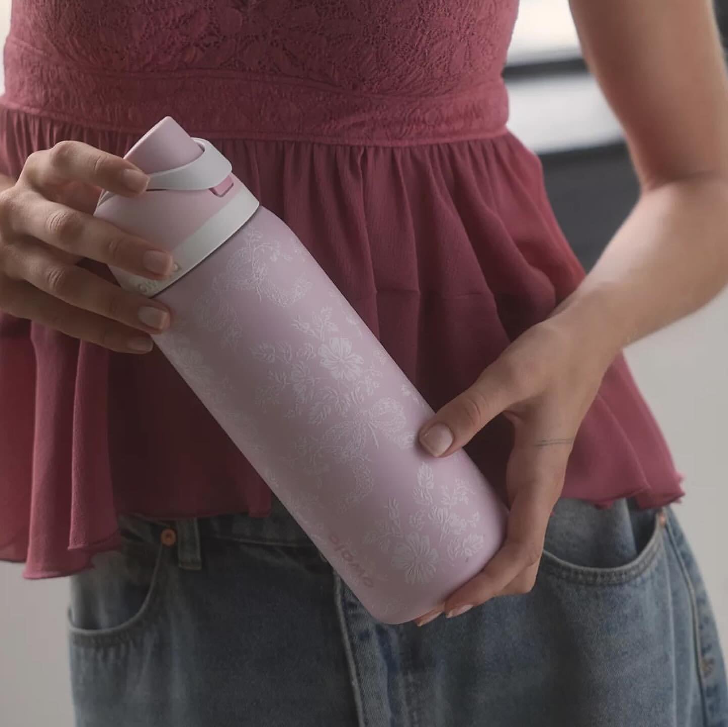 Pink Ribbon Toile Bottle
