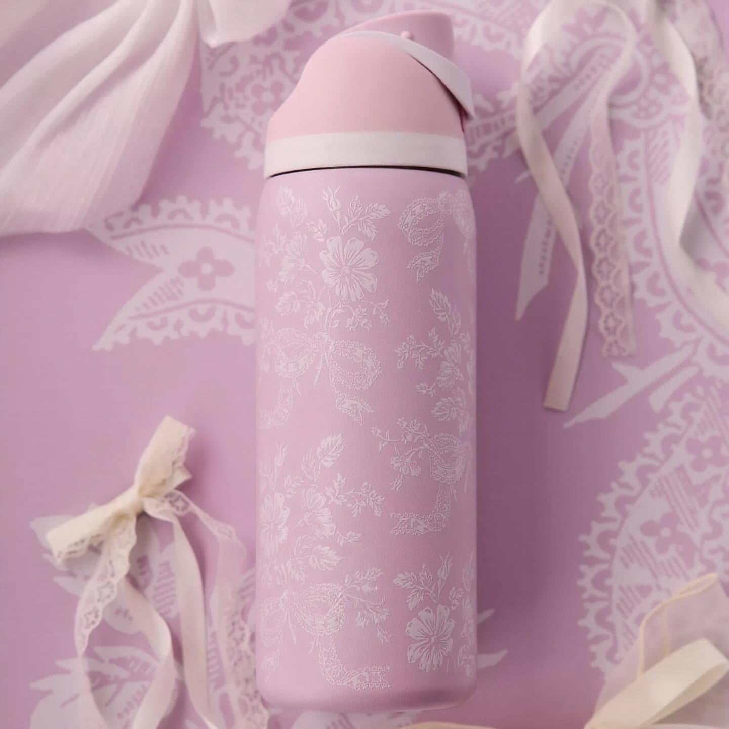 Pink Ribbon Toile Bottle